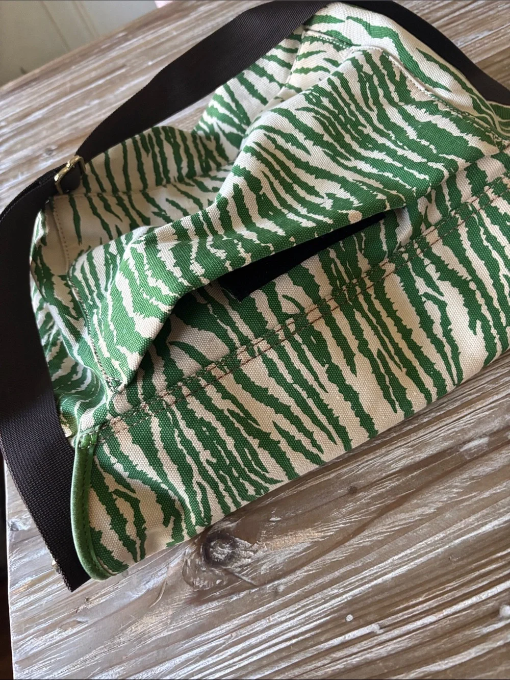[Kate Spade] Diaper Bag- Green and Cream Zebra Print